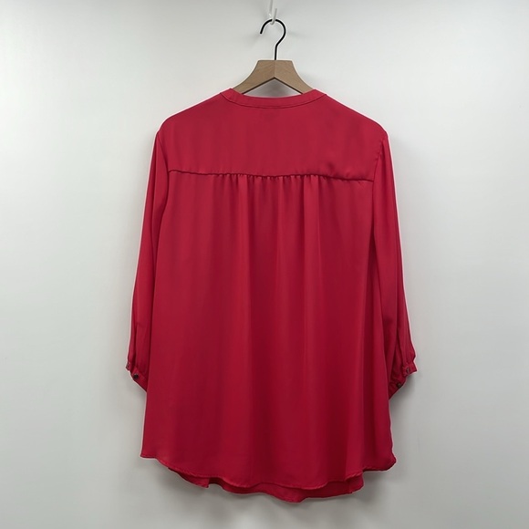 Torrid Georgette 3/4 Sleeve Split V-Neck Chiffon Blouse Minimalist Coral Red 3X - Picture 4 of 8